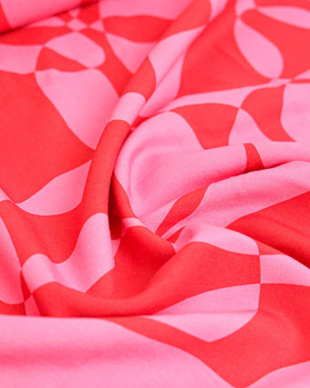 Popeline de Viscose Imprimée Petula Rose Rouge - Mercerine