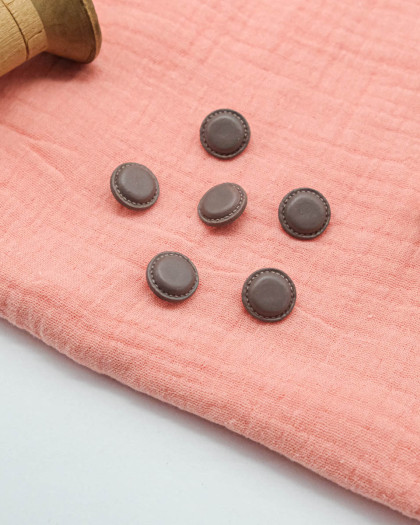 Bouton à pied effet cuir taupe 15mm - Mercerine