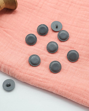 Bouton à pied effet cuir gris 15mm - Mercerine