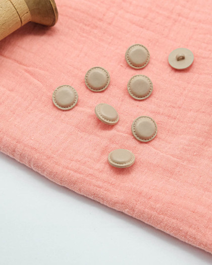 Bouton à pied effet cuir beige 15mm - Mercerine