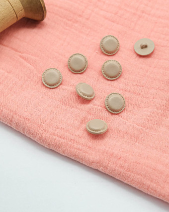 Bouton à pied effet cuir beige 15mm - Mercerine