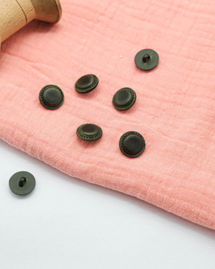 Bouton à pied effet cuir vert 15mm - Mercerine