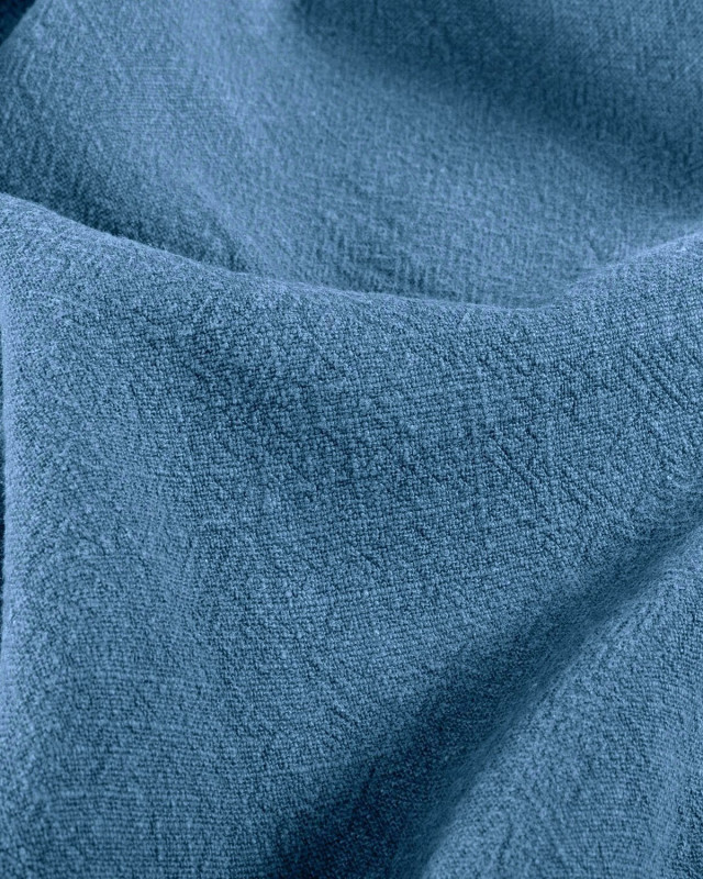 Lin Lavé Uni Bleu Acier - Mercerine
