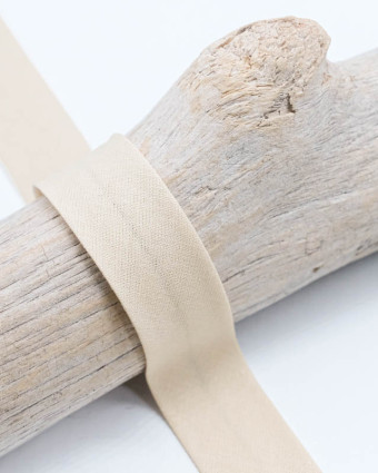 Biais Coton Bio beige lin 20mm - Mercerine