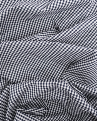 Tissu Coton Vichy Bleu Nuit Petits Carreaux - Mercerine