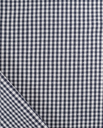 Tissu Vichy Bleu Nuit Petits Carreaux  - Mercerine