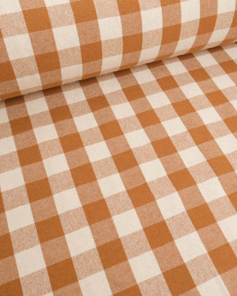 Coton Epais Tissé à Carreaux Caramel - Mercerine