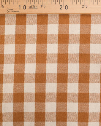 Coton Epais Tissé à Carreaux Caramel - Mercerine