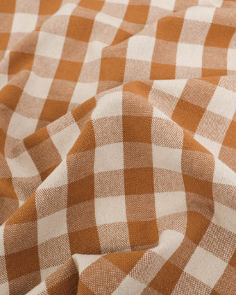 Coton Epais Tissé à Carreaux Caramel - Mercerine