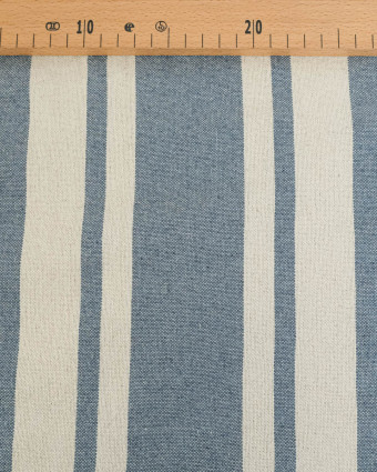 Toile de Coton Tissée à Rayures Bleu Jean - Mercerine