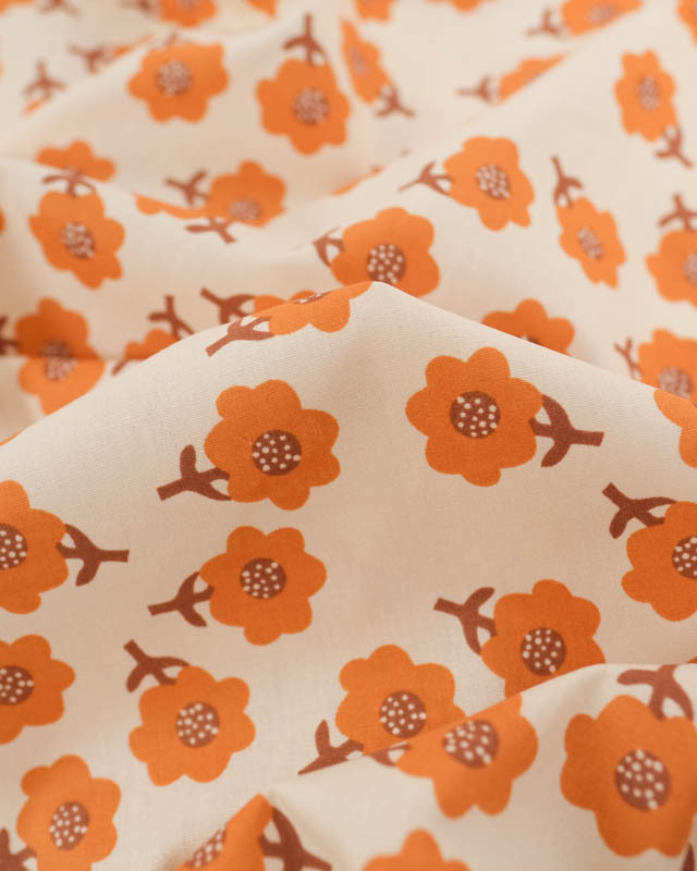 Popeline de Coton Betty Orange - Mercerine