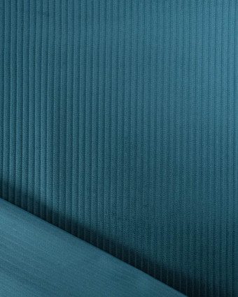 Tissu Velours Côtelé Uni Paon Basile - Mercerine