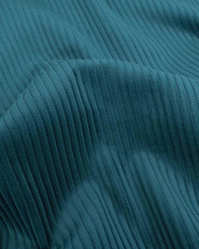 Tissu Velours Côtelé Uni Paon Basile - Mercerine
