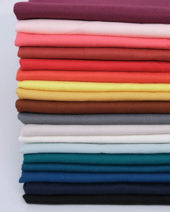 Coupon - Tissu Sergé Coton Uni Hector - 20 Coloris