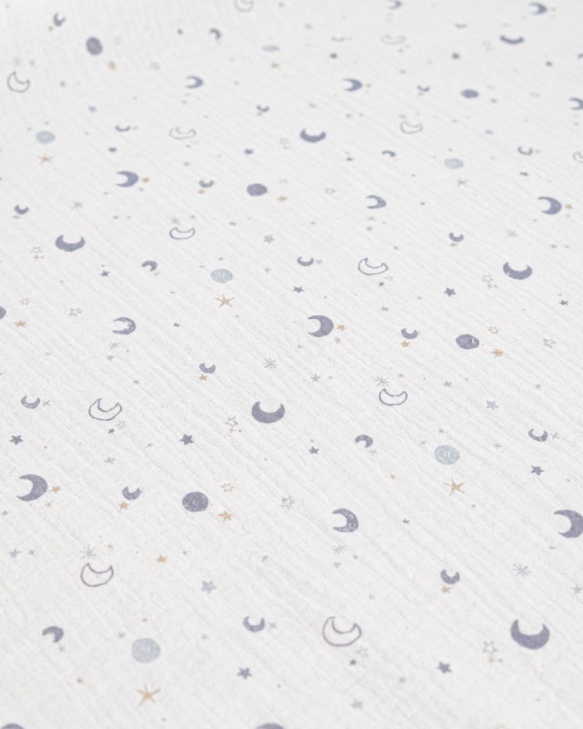 Tissu Double Gaze Imprimée Mini Lune - Mercerine