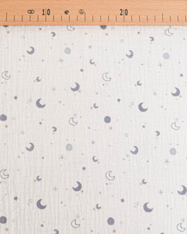 Tissu Double Gaze Imprimée Mini Lune - Mercerine