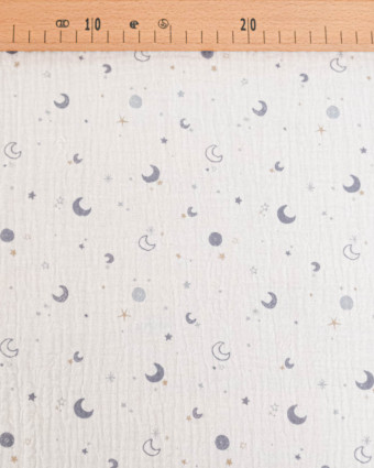 Tissu Double Gaze Imprimée Mini Lune - Mercerine