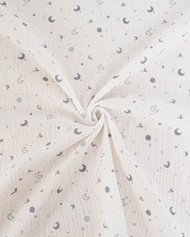 Tissu Double Gaze Imprimée Mini Lune - Mercerine