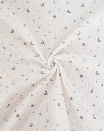 Tissu Double Gaze Imprimée Mini Lune - Mercerine