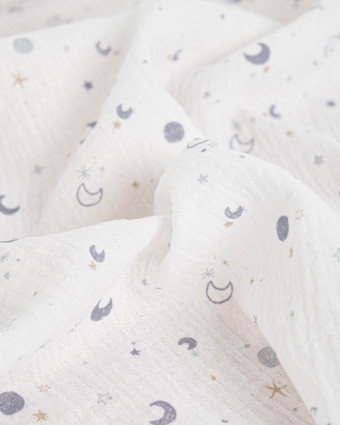 Tissu Double Gaze Imprimé Mini Lune