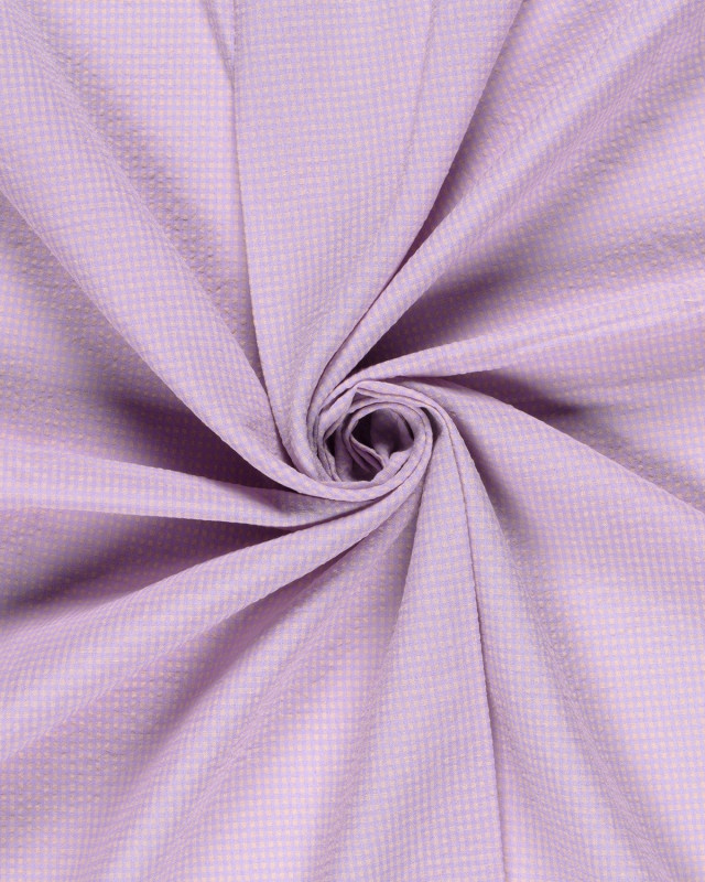 Tissu Seersucker Mini Vichy Lilas Pêche - Mercerine