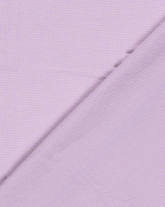 Tissu Seersucker Mini Vichy Lilas Pêche - Mercerine