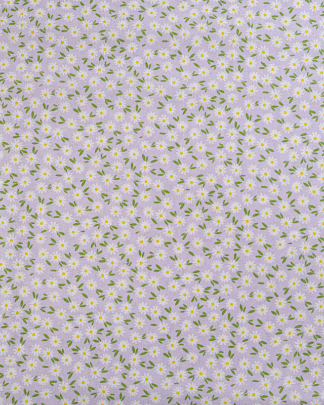 Popeline de Coton Marguerites Lilas - 110 cm - Mercerine