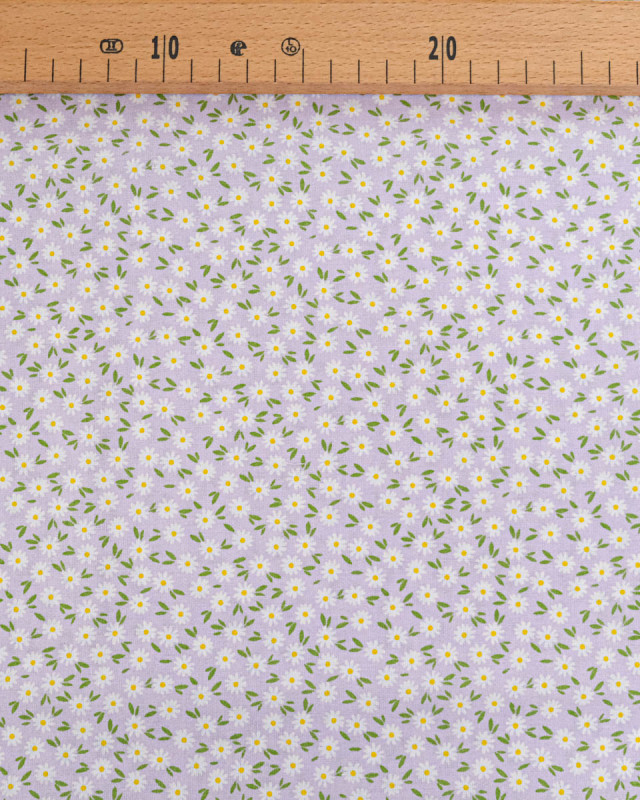 Popeline de Coton Marguerites Lilas - 110 cm - Mercerine