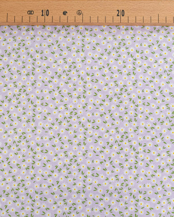 Popeline de Coton Marguerites Lilas - 110 cm - Mercerine
