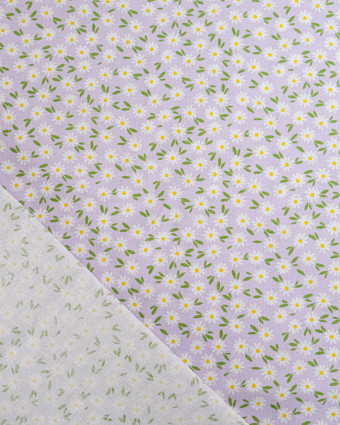 Popeline de Coton Marguerites Lilas - 110 cm - Mercerine