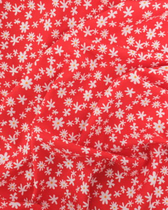 Viscose Rouge Petites Marguerites - Mercerine
