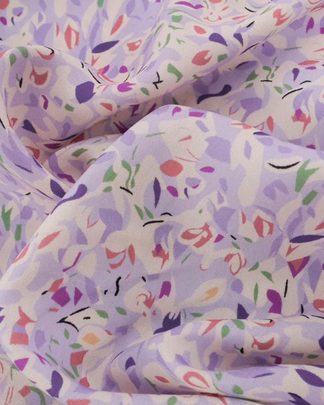 Viscose Impression Digitale Motif Abstrait Lavande - Mercerine