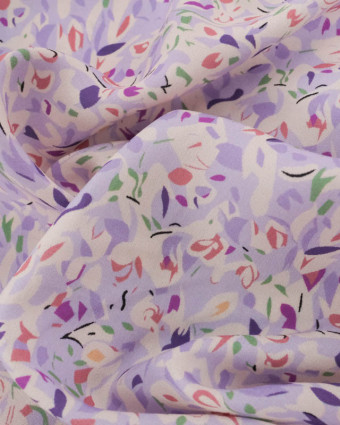 Viscose Impression Digitale Motif Abstrait Lavande - Mercerine