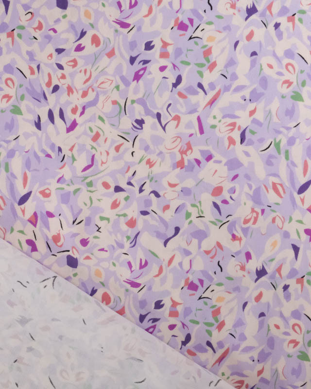 Viscose Impression Digitale Motif Abstrait Lavande - Mercerine