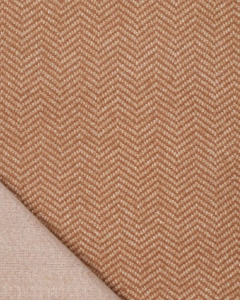Maille Douce Chevrons Caramel et Rose Poudré Touche Lurex Doré - Mercerine