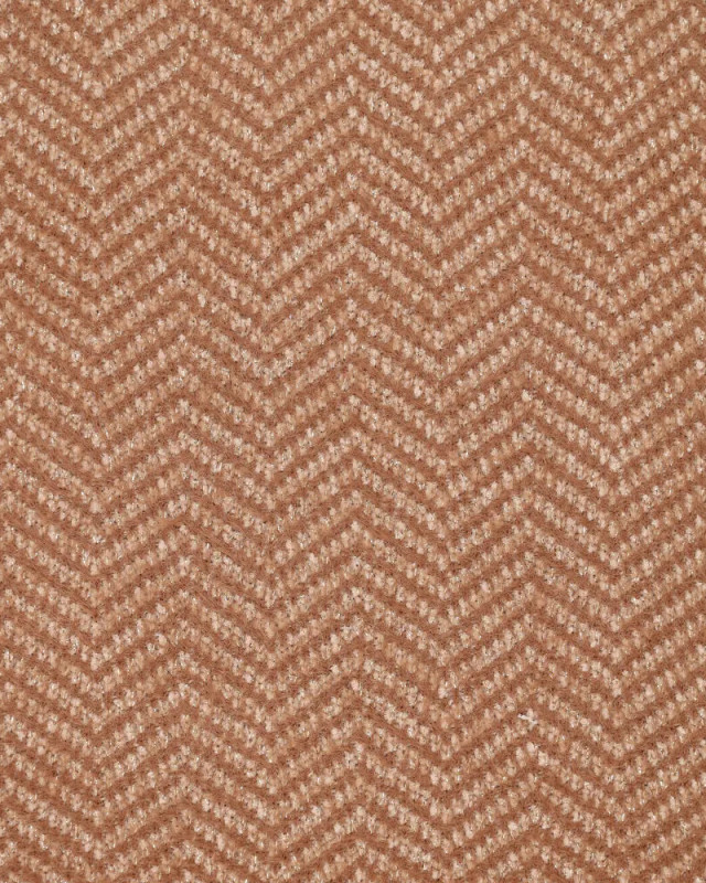 Maille Douce Chevrons Caramel et Rose Poudré Touche Lurex Doré - Mercerine