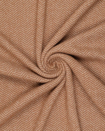 Maille Douce Chevrons Caramel et Rose Poudré Touche Lurex Doré - Mercerine