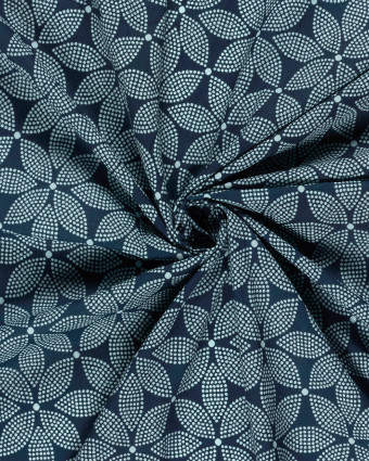 Voile de Coton Esprit Indien Indigo Fleur Ethnique - Mercerine