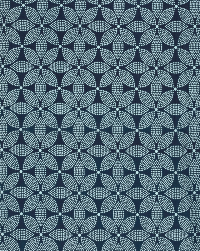 Voile de Coton Esprit Indien Indigo Fleur Ethnique - Mercerine