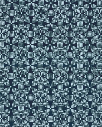 Voile de Coton Esprit Indien Indigo Fleur Ethnique - Mercerine