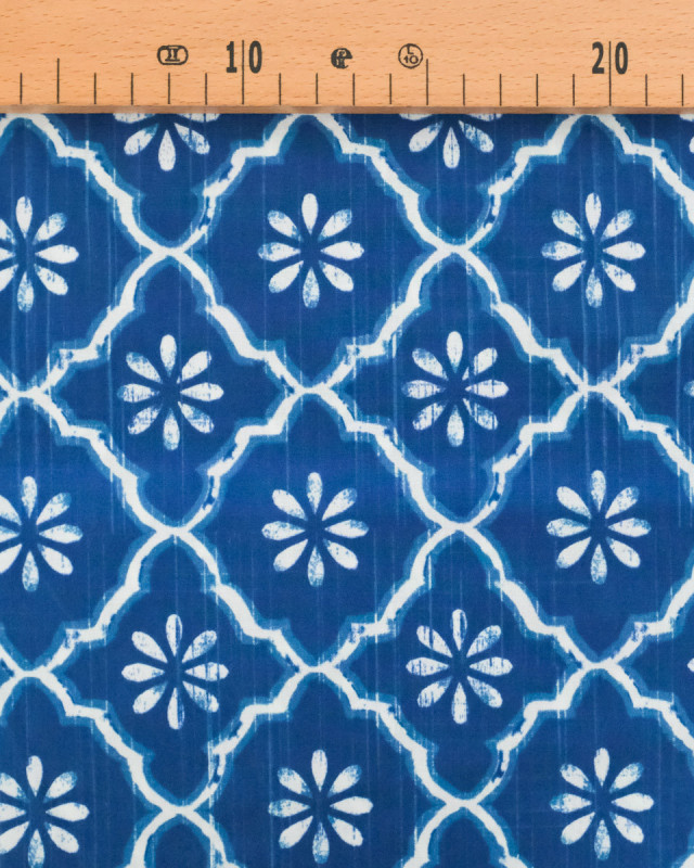 Popeline de Coton Inspiration Indienne Jaipur Tradition Bleu - Mercerine