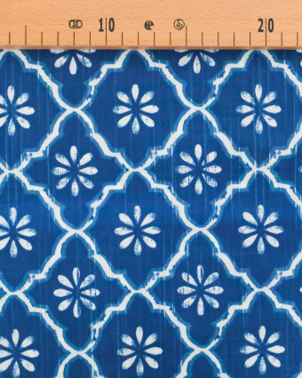 Popeline de Coton Inspiration Indienne Jaipur Tradition Bleu - Mercerine