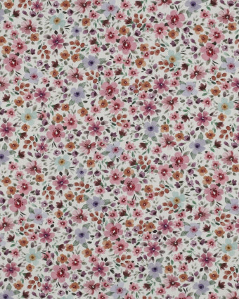 Popeline de Coton Petites Fleurs Fond Blanc - Mercerine