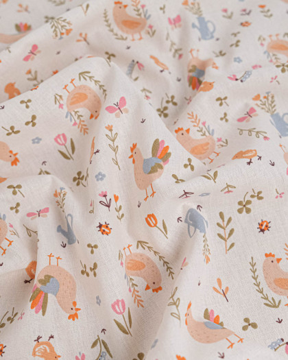Tissu Coton Imprimé Cocotte - Mercerine