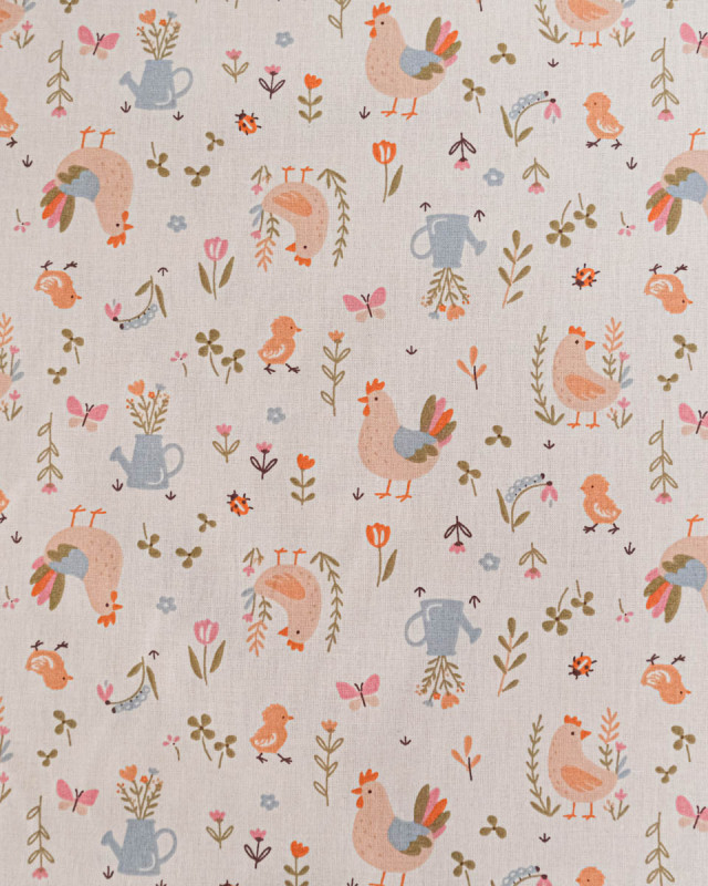 Tissu Coton Imprimé Cocotte - Mercerine