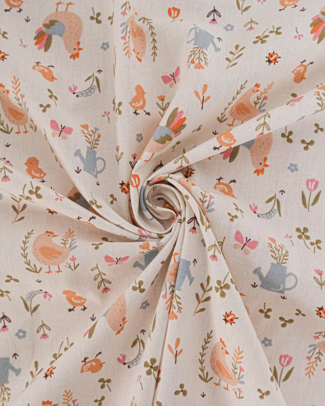 Tissu Coton Imprimé Cocotte - Mercerine