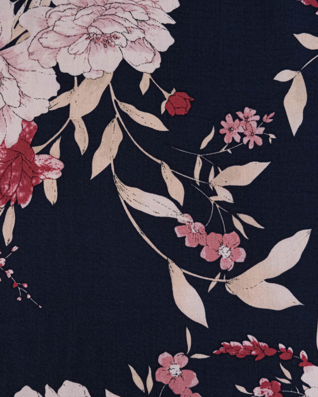 Tissu Viscose Motif Fleurs Rose Ester - Mercerine