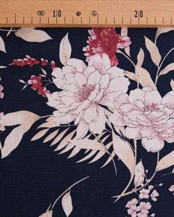 Tissu Viscose Motif Fleurs Rose Ester - Mercerine