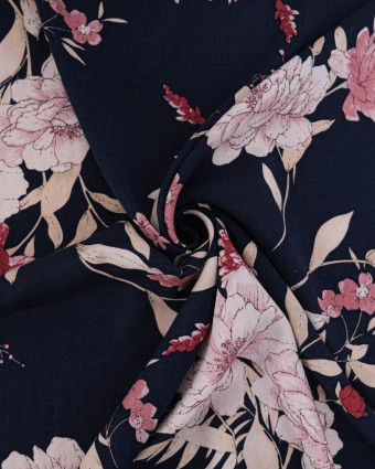 Tissu Viscose Motif Fleurs Rose Ester - Mercerine