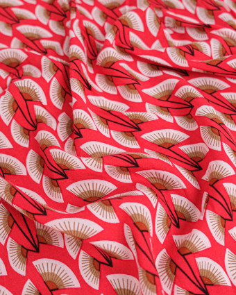 Tissu Viscose Motif Ethnique Rouge - Mercerine